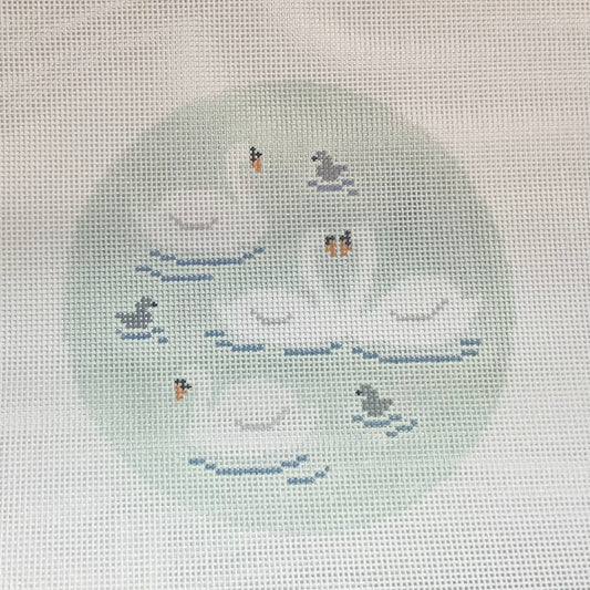 Seven swans a swimming