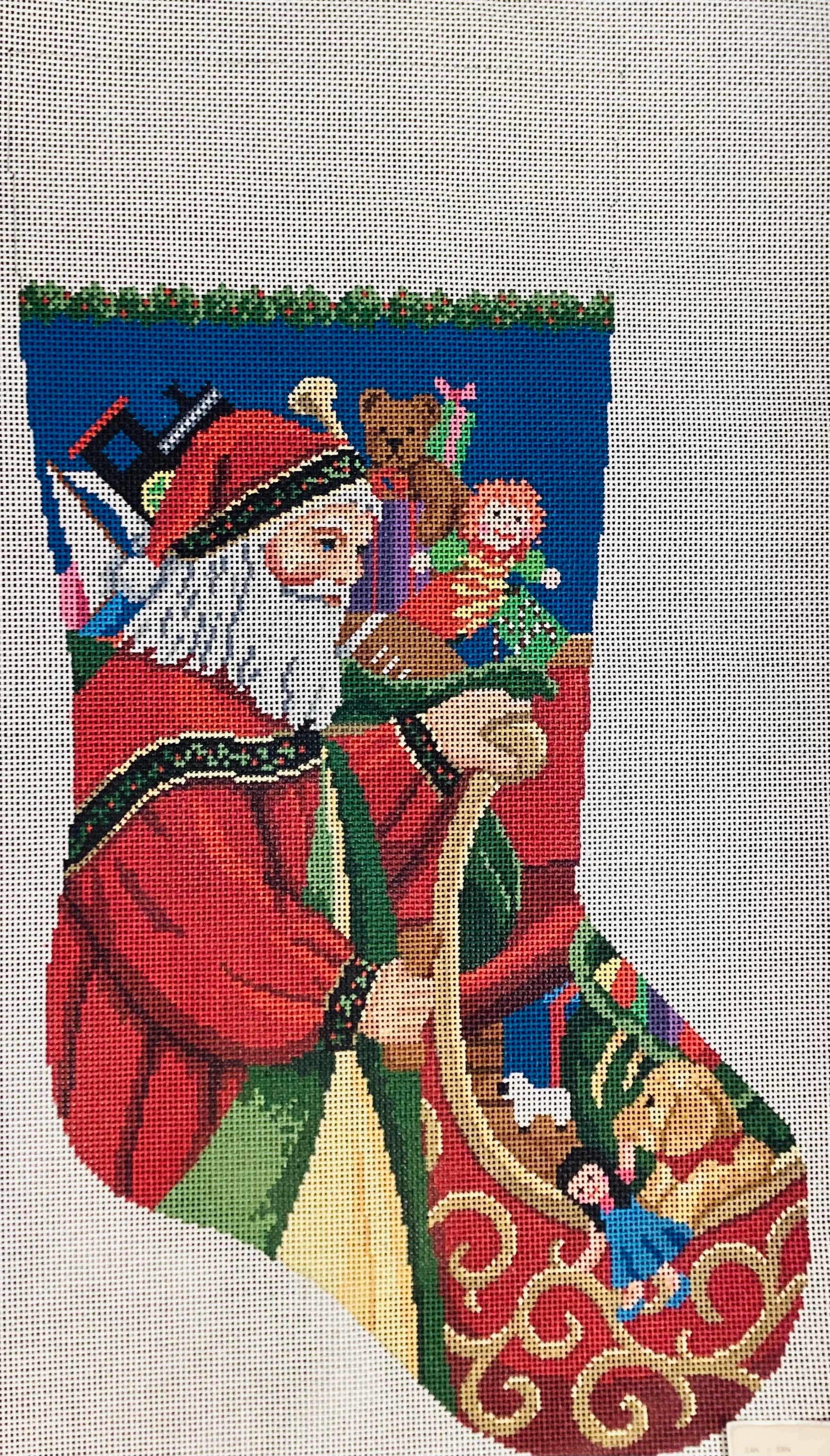 Santa Christmas Needlepoint Stocking – MACJACLLC