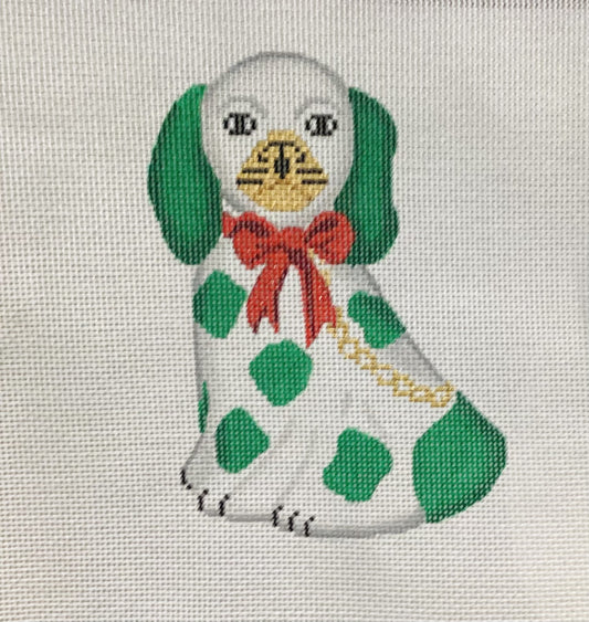 Mini Staffordshire Dog - green and white