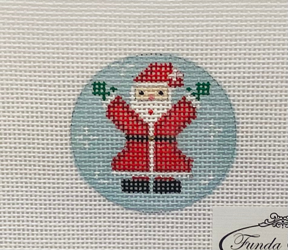 Santa with Snow- Small Round