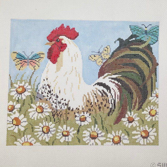 Rooster with Daisies